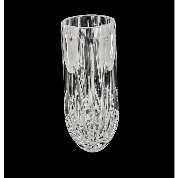 Pressed Glass Vase Heavy Starburst Base Classic Home Decor Curved Bottom 10" - Picture 6 of 9